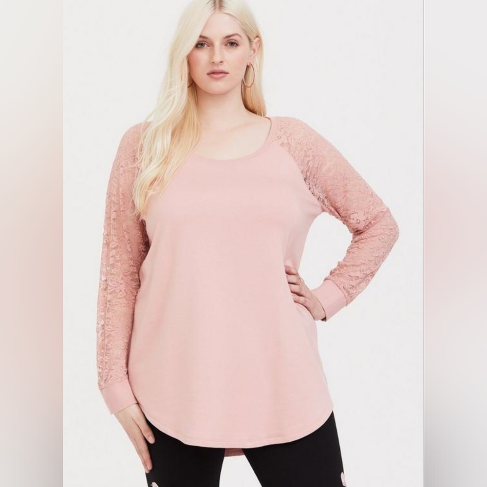 NWT Torrid Lace Sleeve Tunic Sweatshirt
